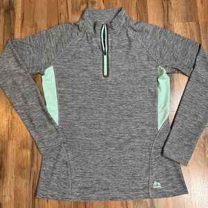 RBX Women’s Heather Gray and Aqua Long Sleeve Shirt